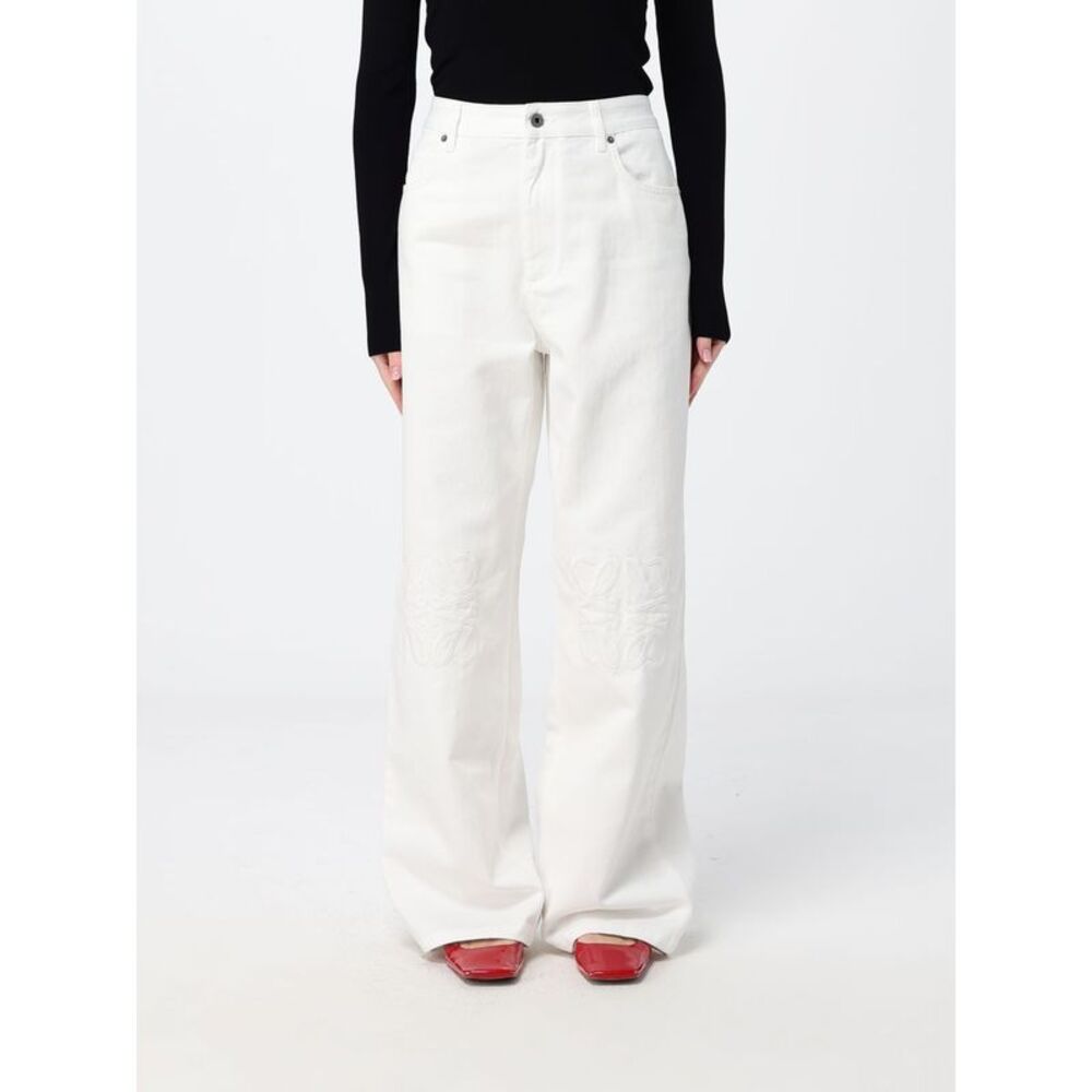 Loewe Women Loewe High-Waisted Wide-Leg Baggy Jeans In Cotton Denim